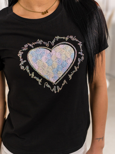 Donna T-shirt stampata Nero Bolf 95T2510