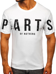 T-shirt bianca stampata da uomo in cotone Bolf 1180