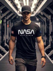 T-shirt in cotone con stampa da uomo nera Bolf 14401