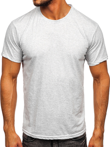 T-shirt semplice da uomo in cotone grigio chiaro Bolf 192397