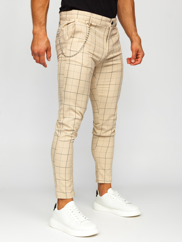 Uomo Pantaloni chino a quadri Beige Bolf 0060