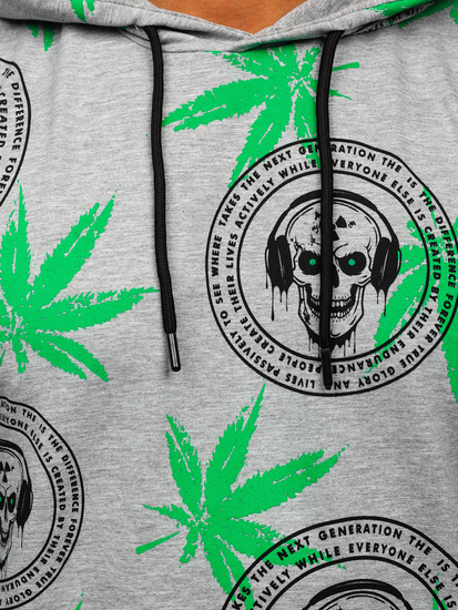 Felpa con stampa con cappuccio da uomo grigia Bolf 6424