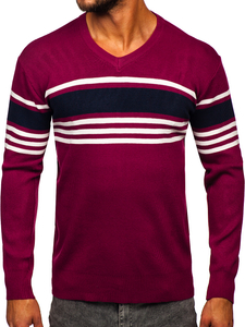 Maglione con scollo a V da uomo viola Bolf S8536