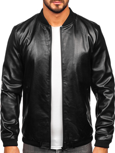 Giacca in pelle tipo bomber da uomo nera Bolf 6803A