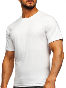 T-shirt da uomo in cotone bianco senza stampa Bolf 192397