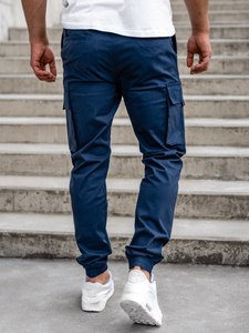 Pantaloni cargo tipo jogger da uomo blu Bolf 701