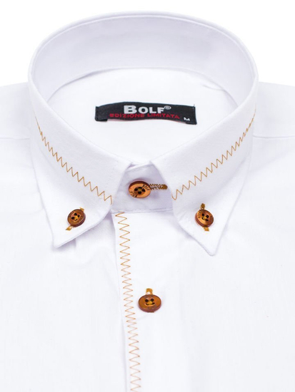 Camicia elegante a manica lunga da uomo bianca Bolf 6964