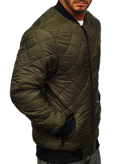 Giacca con trapuntate mezza stagione tipo bomber da uomo khaki Bolf MY-01