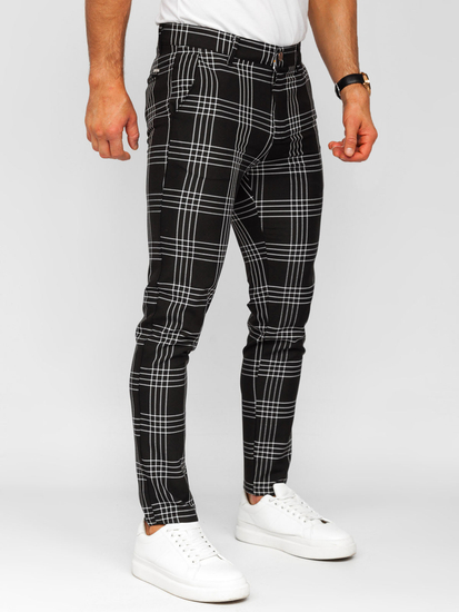 Uomo Pantaloni eleganti a quadri Nero Bolf 184160
