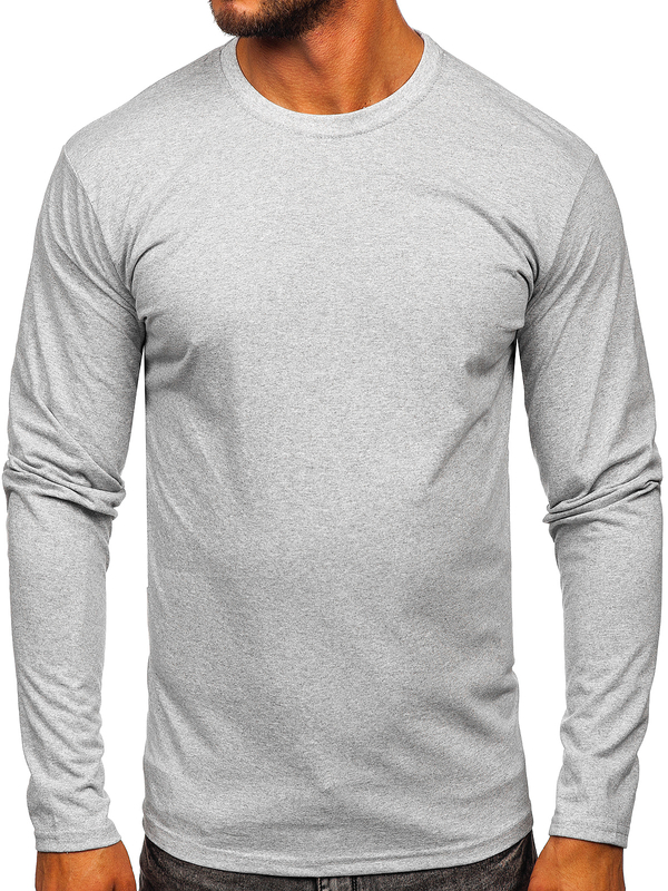 Longsleeve senza stampa da uomo grigio Bolf 1209