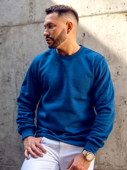 Felpa senza cappuccio da uomo indaco Bolf 2001A