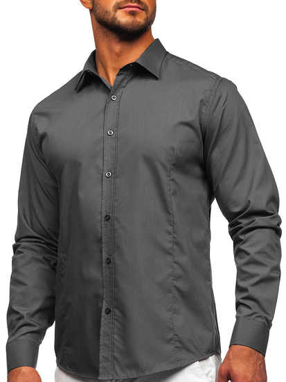Camicia elegante da uomo a maniche lunghe Bolf 1703, grafite chiaro