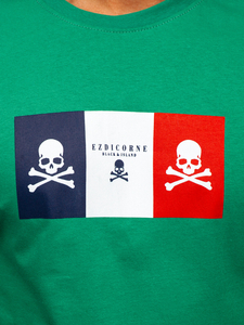 T-shirt in cotone con stampa da uomo verde Bolf 14784