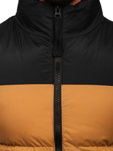 Gilet trapuntato spesso con cappuccio da uomo camello Bolf 9969