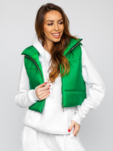Gilet corto trapuntato da donna verde Bolf 82330