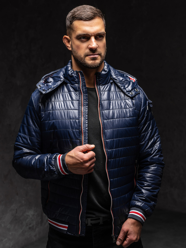 Giacca trapuntata di mezza stagione da uomo blu Bolf 6191A1