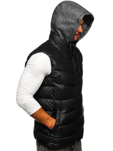Gilet con cappuccio da uomo nero Bolf 2909