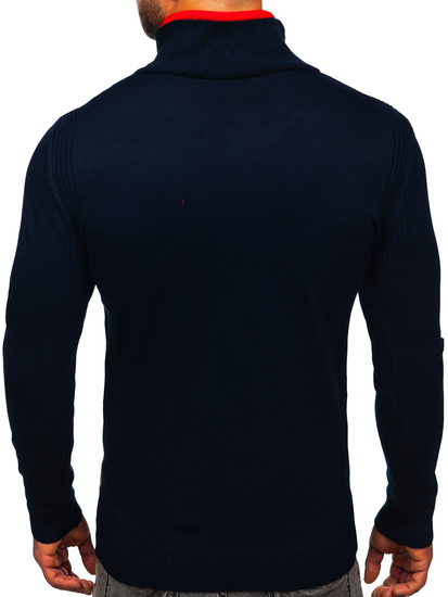 Maglione con colletto rialzato da uomo blu Bolf 1051