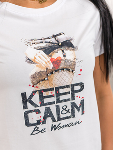 Donna T-shirt stampata Bianco Bolf 95T2502