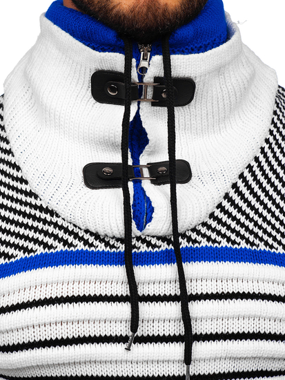 Maglione spesso con collo alto da uomo bianco Bolf 2000