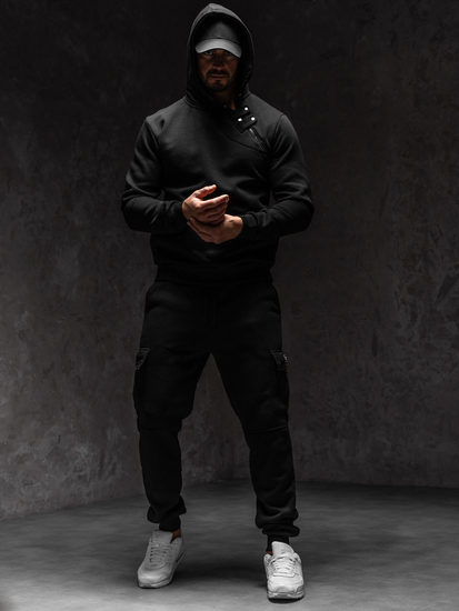 Felpa con cappuccio da uomo nero Bolf 06