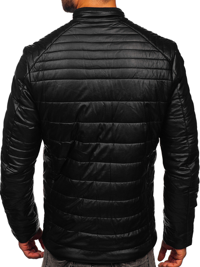 Giacca in pelle tipo biker da uomo nera Bolf EX940