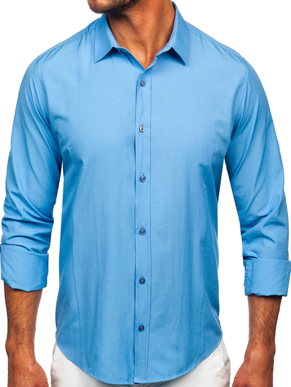 Camicia elegante da uomo azzurra a maniche lunghe Bolf 1703