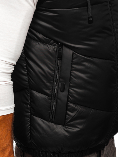 Gilet con cappuccio da uomo nero Bolf 2908
