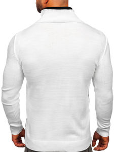 Maglione con colletto rialzato da uomo bianco Bolf 1051