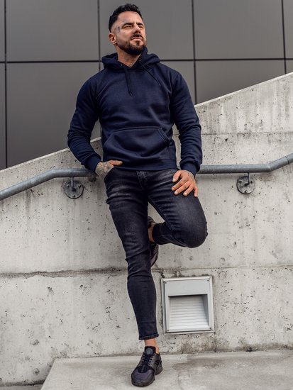 Felpa con cappuccio da uomo blu navy Bolf MB001A