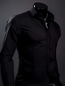 Camicia elegante da uomo nera a maniche lunghe Bolf 1703A