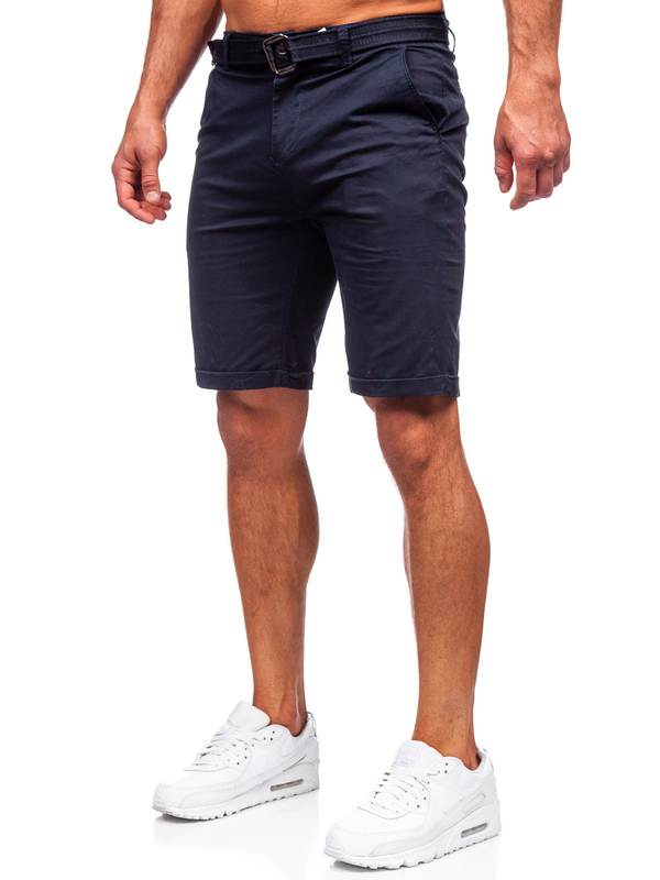 Pantaloncini corti con cintura da uomo blu Bolf XX160085