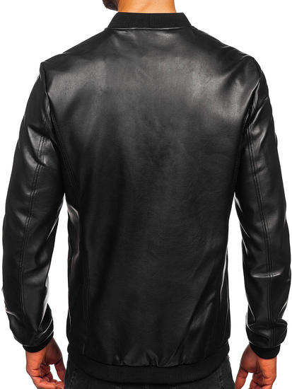 Giacca bomber in pelle da uomo nero Bolf 11Z8106