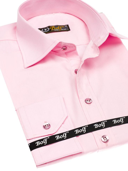 Camicia elegante da uomo rosa a maniche lunghe Bolf 1703