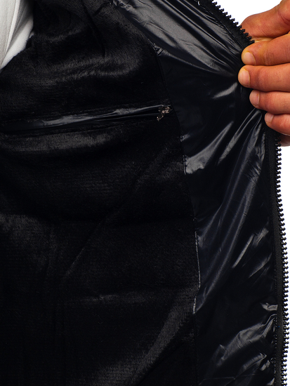 Giubbotto invernale trapuntato da uomo nero-azzurro Bolf 6593