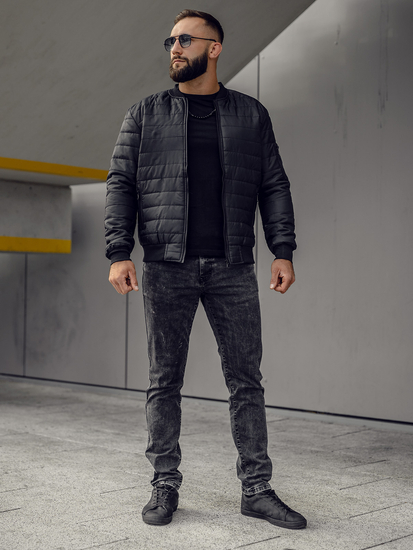 Giacca bomber trapuntata da uomo nera Bolf MY-02A2