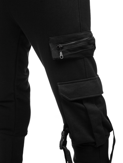 Pantaloni jogger tipo cargo da uomo neri Bolf 6582