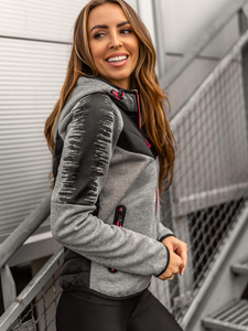 Giacca trapuntata con cappuccio da donna grigia Bolf KSW4007A