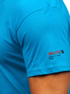 Uomo T-shirt in cotone con stampa Turchese Bolf 14732