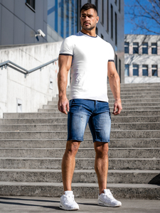 Pantaloncini corti in jeans da uomo blu Bolf MP0044B