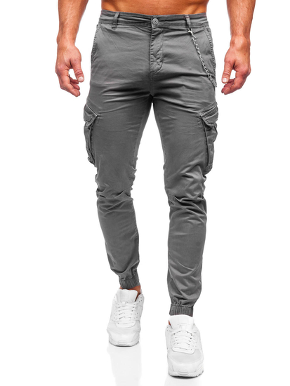 Pantaloni jogger in tessuto cargo da uomo grigio Bolf SK850