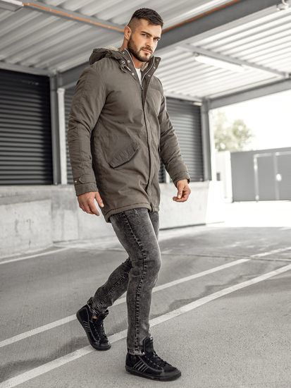 Giubbotto parka invernale in cotone da uomo khaki Bolf EX838A