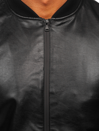 Giacca in pelle tipo bomber da uomo nera Bolf 6803A