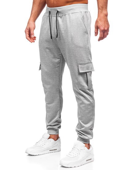 Pantaloni da tuta jogger cargo da uomo grigio Bolf 8K1130