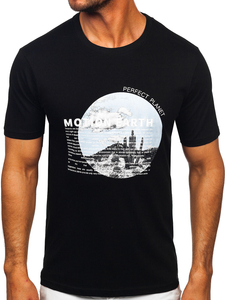 Uomo T-shirt in cotone con stampa Nero Bolf MPO3466