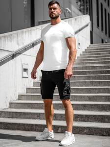 Pantaloncini corti cargo da uomo neri Bolf BB70010