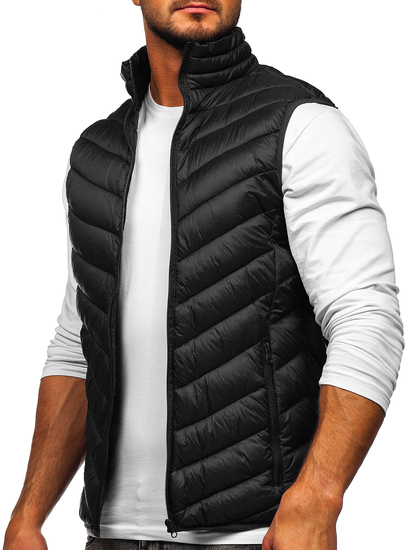 Gilet trapuntato da uomo nero Bolf 13073