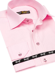 Camicia elegante da uomo rosa a maniche lunghe Bolf 1703