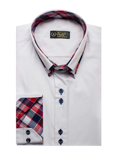 Camicia elegnate a manica lunga da uomo bianca Bolf 2712