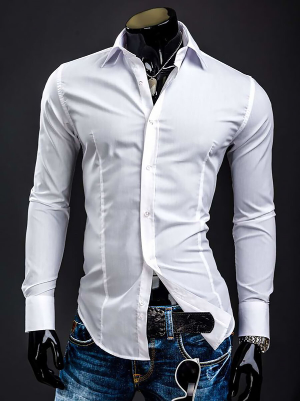 Camicia elegante da uomo bianca a maniche lunghe Bolf 1703A